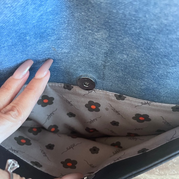 ESPE Vegan Leather Shoulder/ Messenger  Purse Tote Bag Blue And Denim - Picture 3 of 12